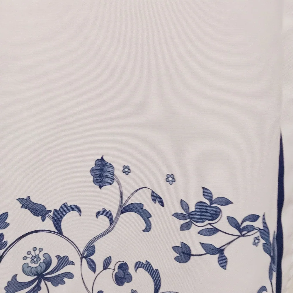 Spode Blue Italian Floral Border TableclothWhite Blue Polyester Rectangle 102x60